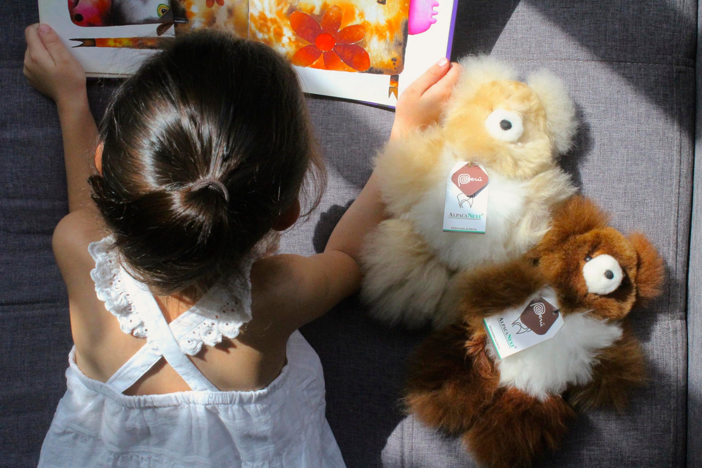Realistic Soft And Cuddly Baby Alpaca Teddy Bear, Premium Stuffed Toy (9 Inches, Beige And White)
