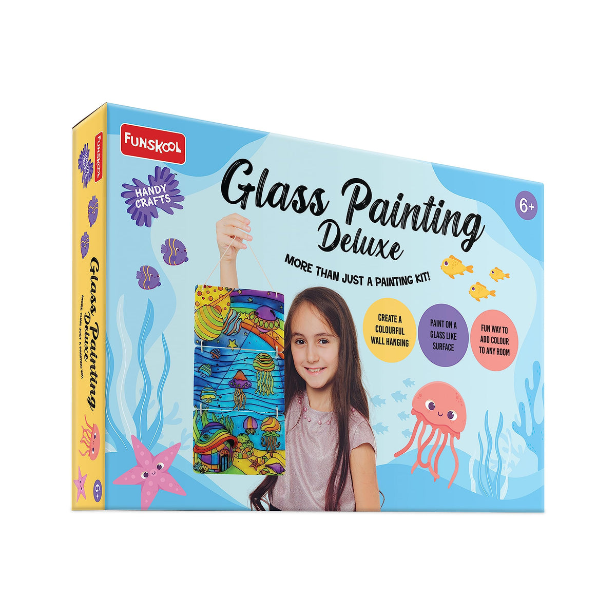 Handycrafts Funskool Glass Painting Deluxe, Diy Kit, Art And Craft Set For Kids, Learning, Fun & Engaging Activity For Childrens