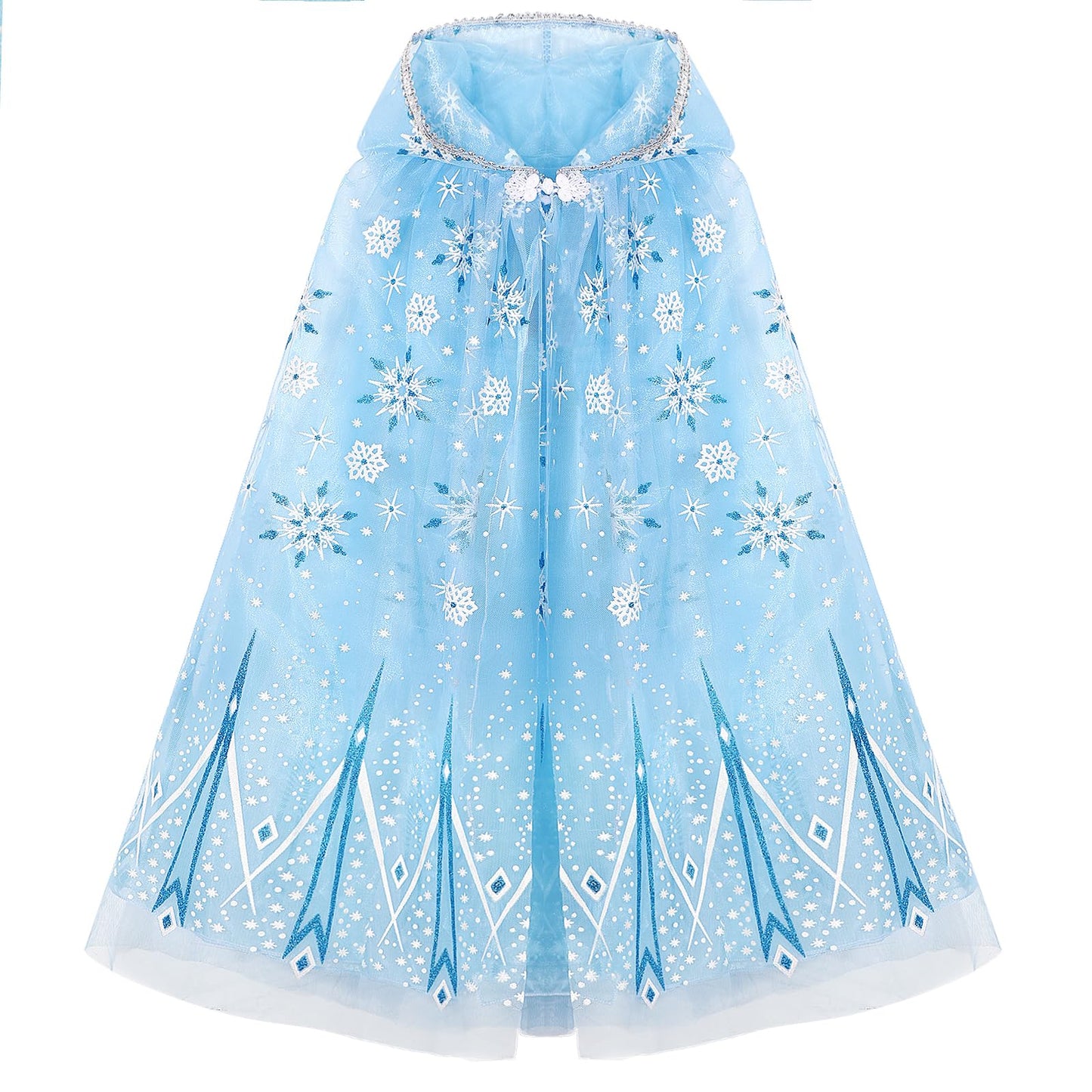 Phogary Snowflake Princess Cape Blue Princess Cloak Princess Hooded Cape Princess Fancy Dress Halloween Costume Cape Carnival Bi