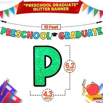Katchon, Glitter Preschool Graduation Banner - 10 Feet, No Diy | Preschool Graduation Sign For Preschool Graduation Decorations Class Of 2024 | Vpk Graduation Decorations | Prek Graduation Decorations