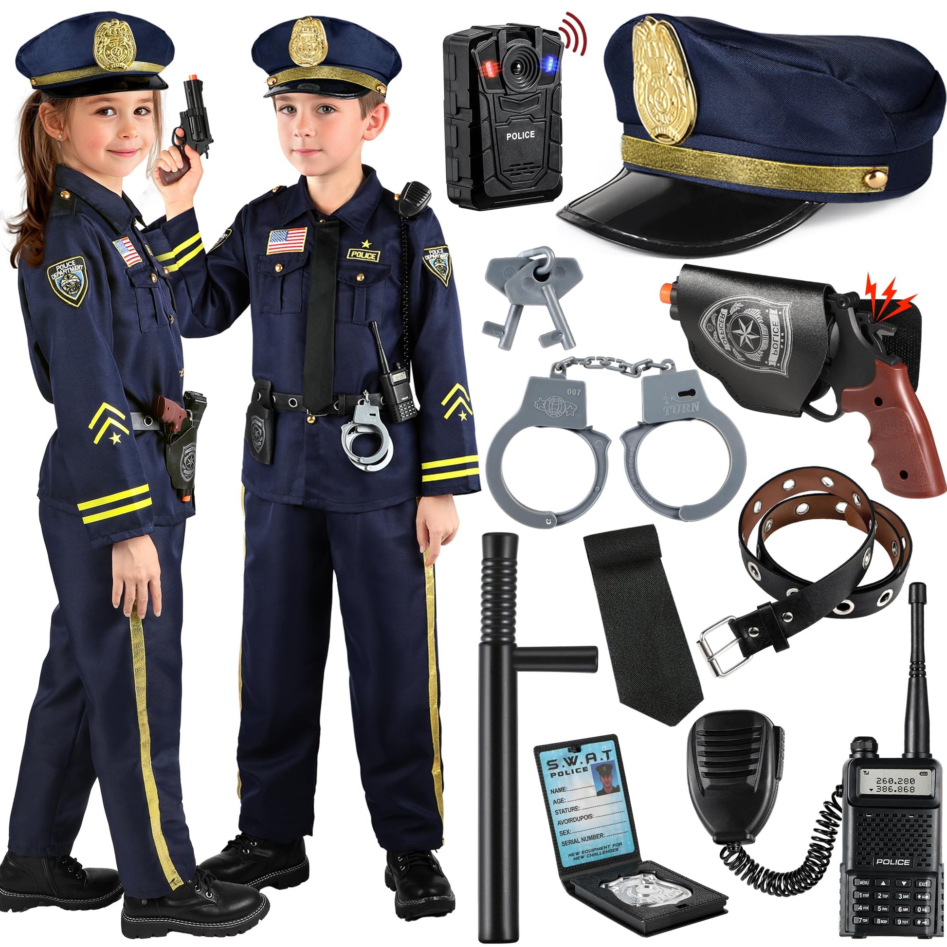 GIFTINBOX Police Officer Costume Suit for Kids Boys Girls-S  T4  Blue