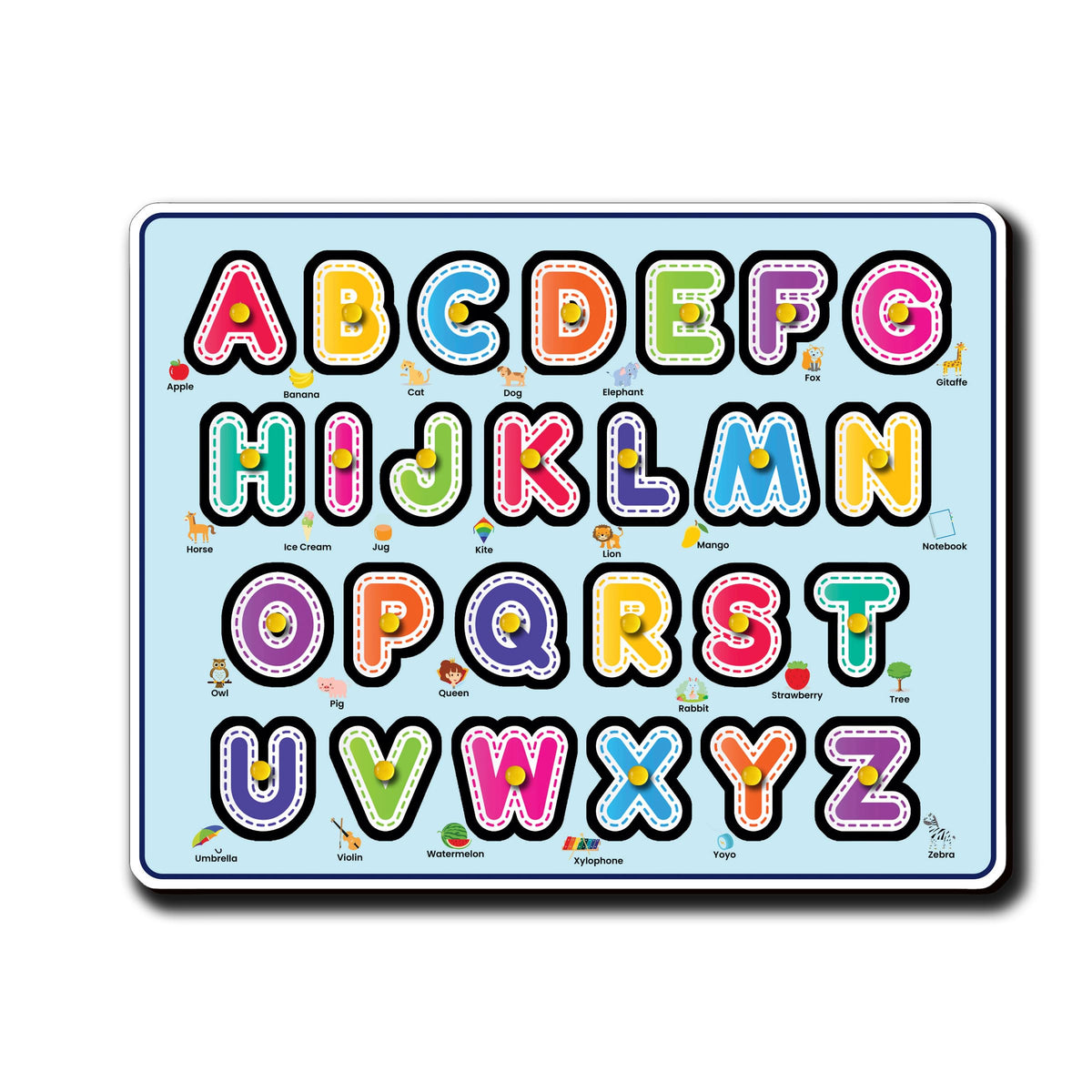 Magixpix English Alphabets Wooden Knob Puzzle for Toddlers  26 Pcs