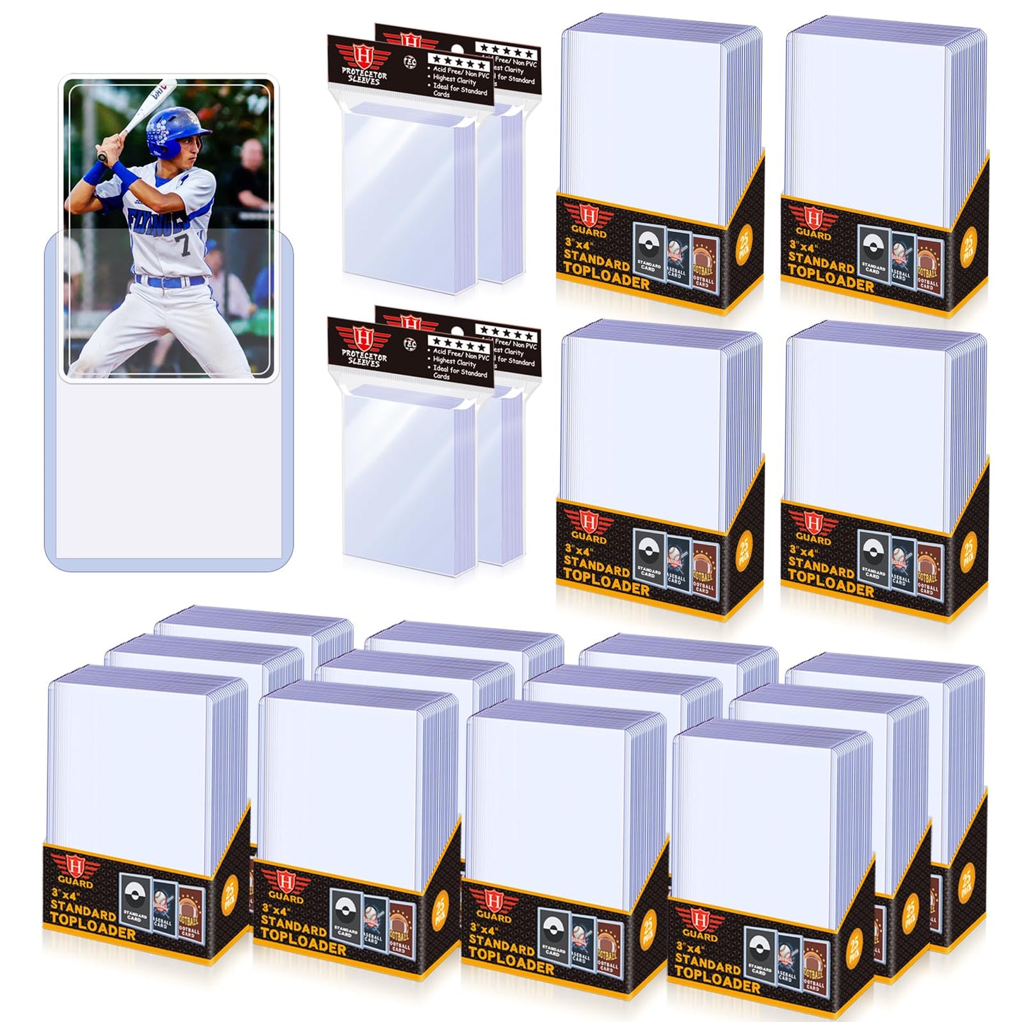 Homthy 400 Count Toploaders Card Sleeves And 400 Count Clear Soft Sleeves For Trading Card, Protective Sleeves Holder Fit For Stardard Cards, Baseball Card, Sports Cards, Mtg, Yugioh