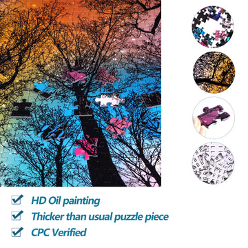 Bgraamiens Puzzle-Forest Under Starry Night-1000 Pieces Gradient Magic Colorful Puzzle For Adult,Hard Challenge Puzzle For Adult
