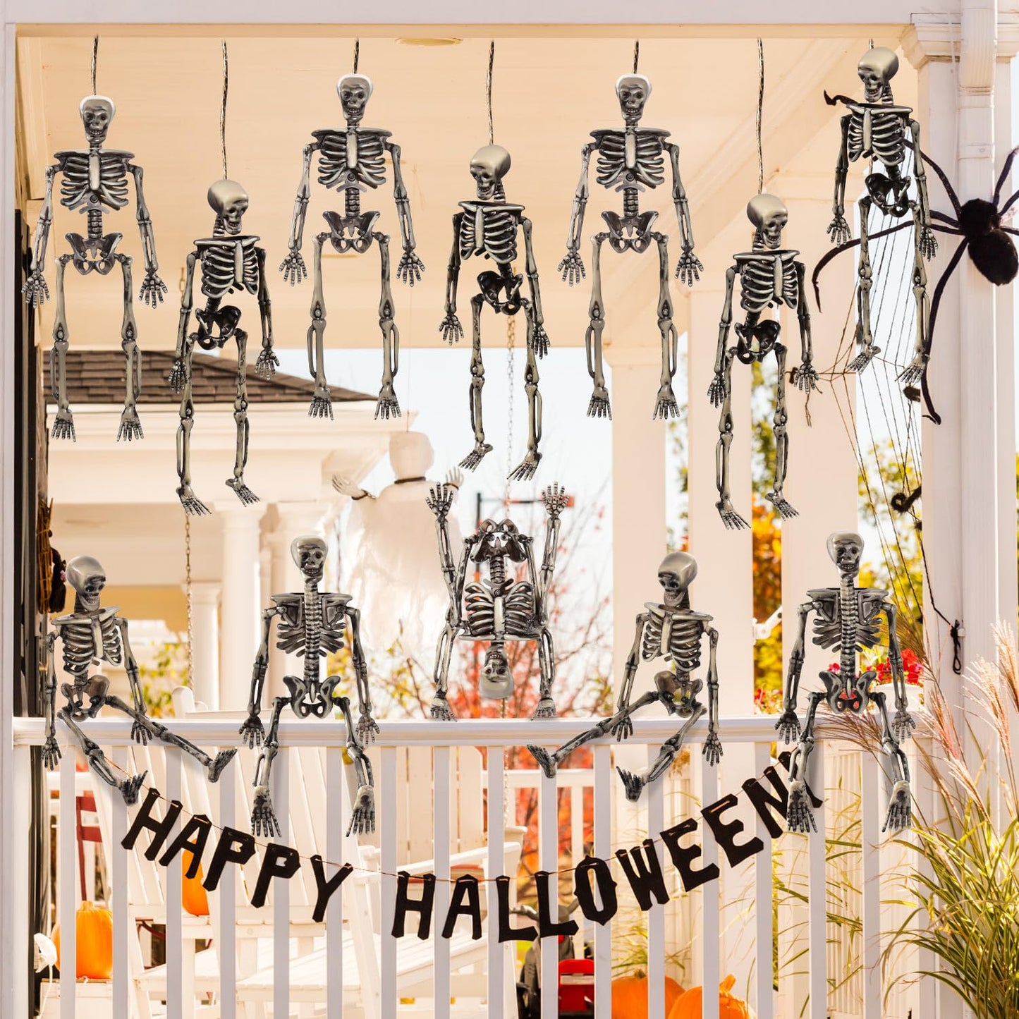 Zhwkmyp 12 Pcs Mini Skeleton Figurines, Plastic Small Skeleton Figurines For Crafts, Halloween Old Model Figurines For Party Sup