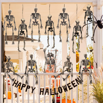 Zhwkmyp 12 Pcs Mini Skeleton Figurines, Plastic Small Skeleton Figurines For Crafts, Halloween Old Model Figurines For Party Sup
