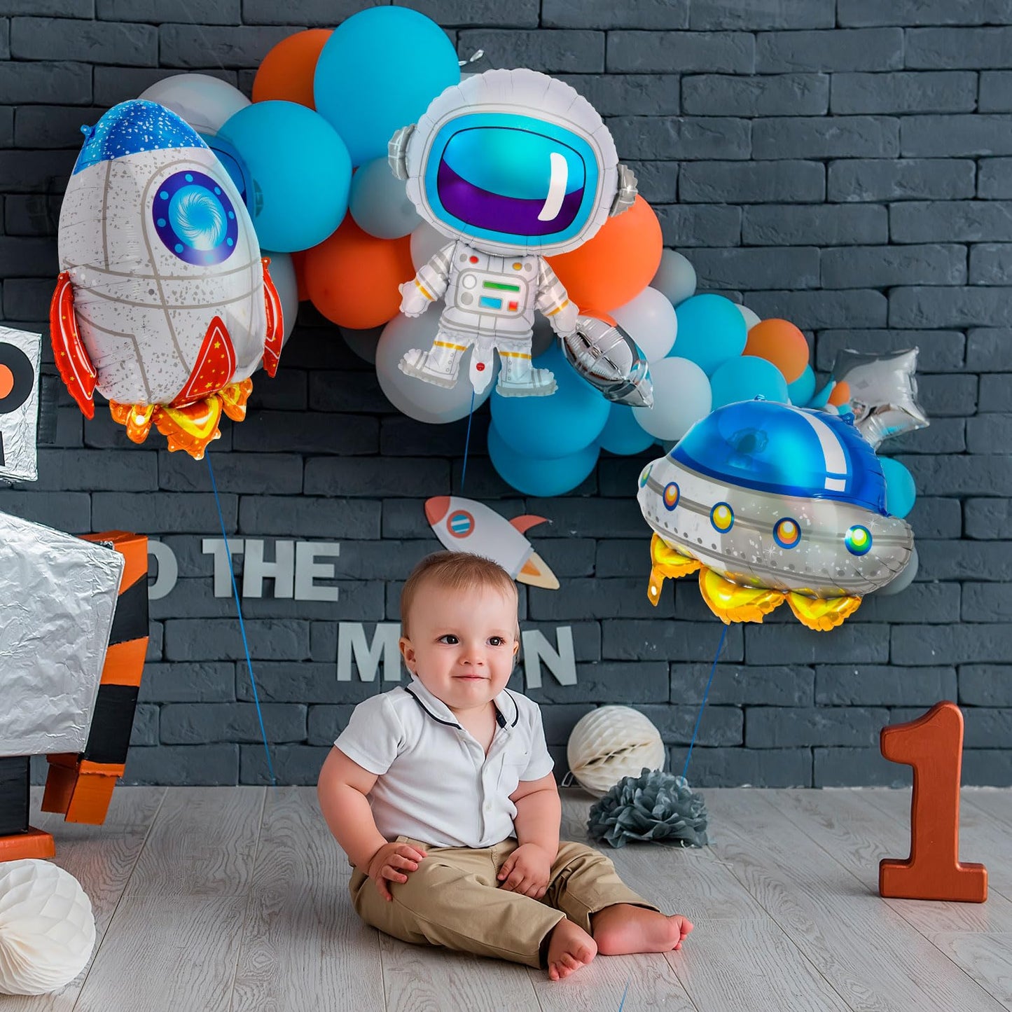 6 Pcs Space Balloons,Astronaut Ufo Rocket Foil Balloons For Kids,Space Party Decorations,Outer Space Balloon For Baby Shower Uni