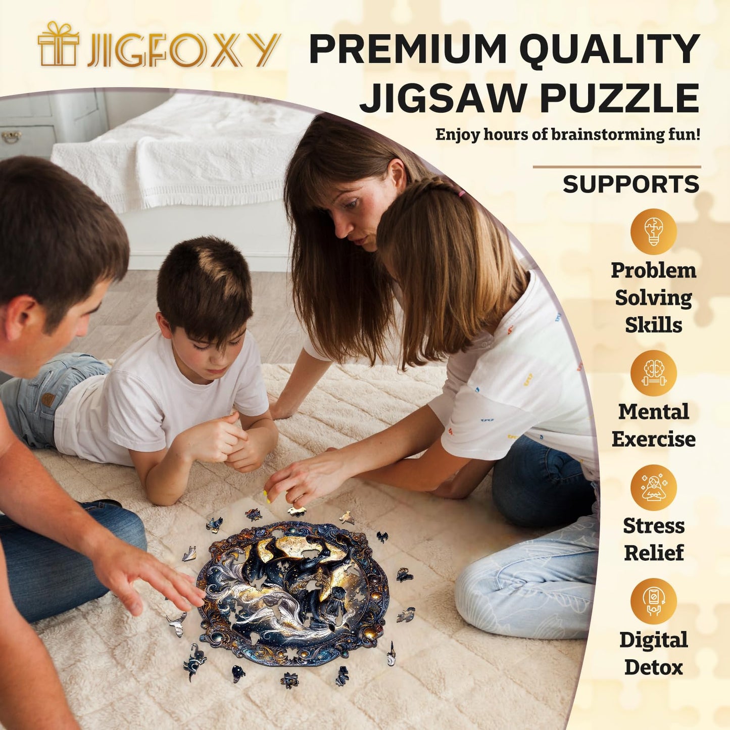 Jigfoxy Wooden Puzzles for mature-themeds  Horse Wood Puzzles mature-themed  Unique Animal Shape Wooden Jigsaw Puzzles for mature-themeds  Birthday Gifts for Puzzle Lovers  Family(S-8.5 * 8.5in-100pcs)