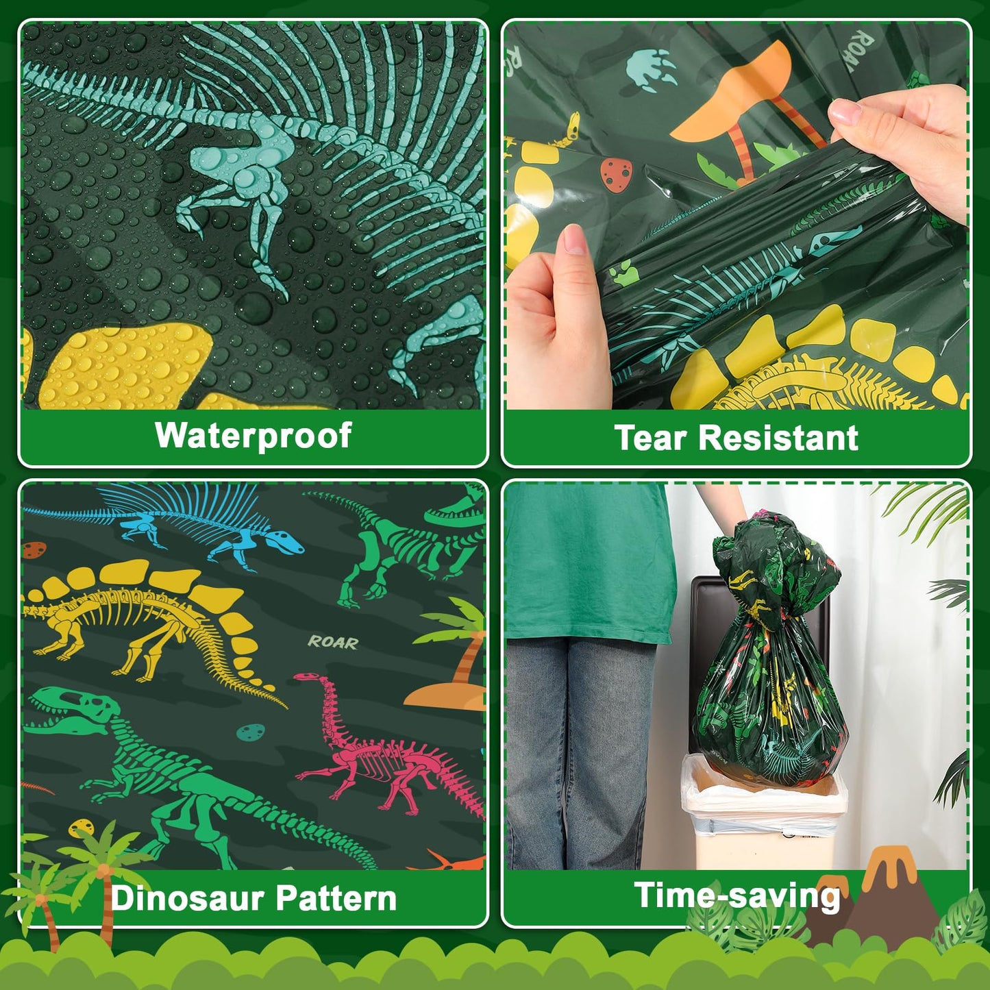 NatNarr 3 Pack Dinosaur Plastic Tablecloth, 54 X 108Inch Disposable Dinosaur Party Table Cloth for Rectangle Tables Waterproof T