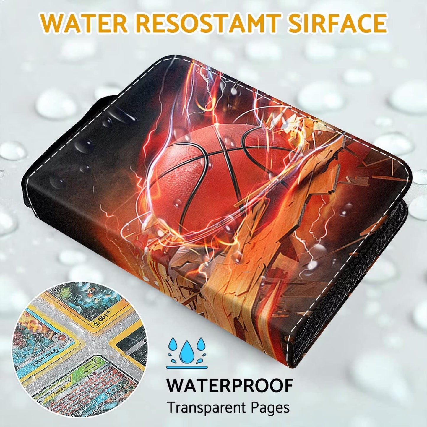 Bebomne Basketball Card Binder Holder 480 Pockets with 60 Removable Sleeves  Portable Sports Trading Cards Binder Album Collector Organizer Protectors with Zipper Waterproof