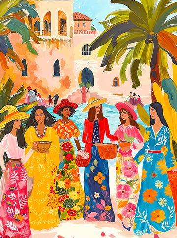 Cross & Glory - Saharan Sun: Fashion Under The Palms - 1000 Piece Jigsaw Puzzle for mature-themeds | Moroccan Desert Theme | Vibrant Colors | Ideal for mature-themed Puzzle Enthusiasts