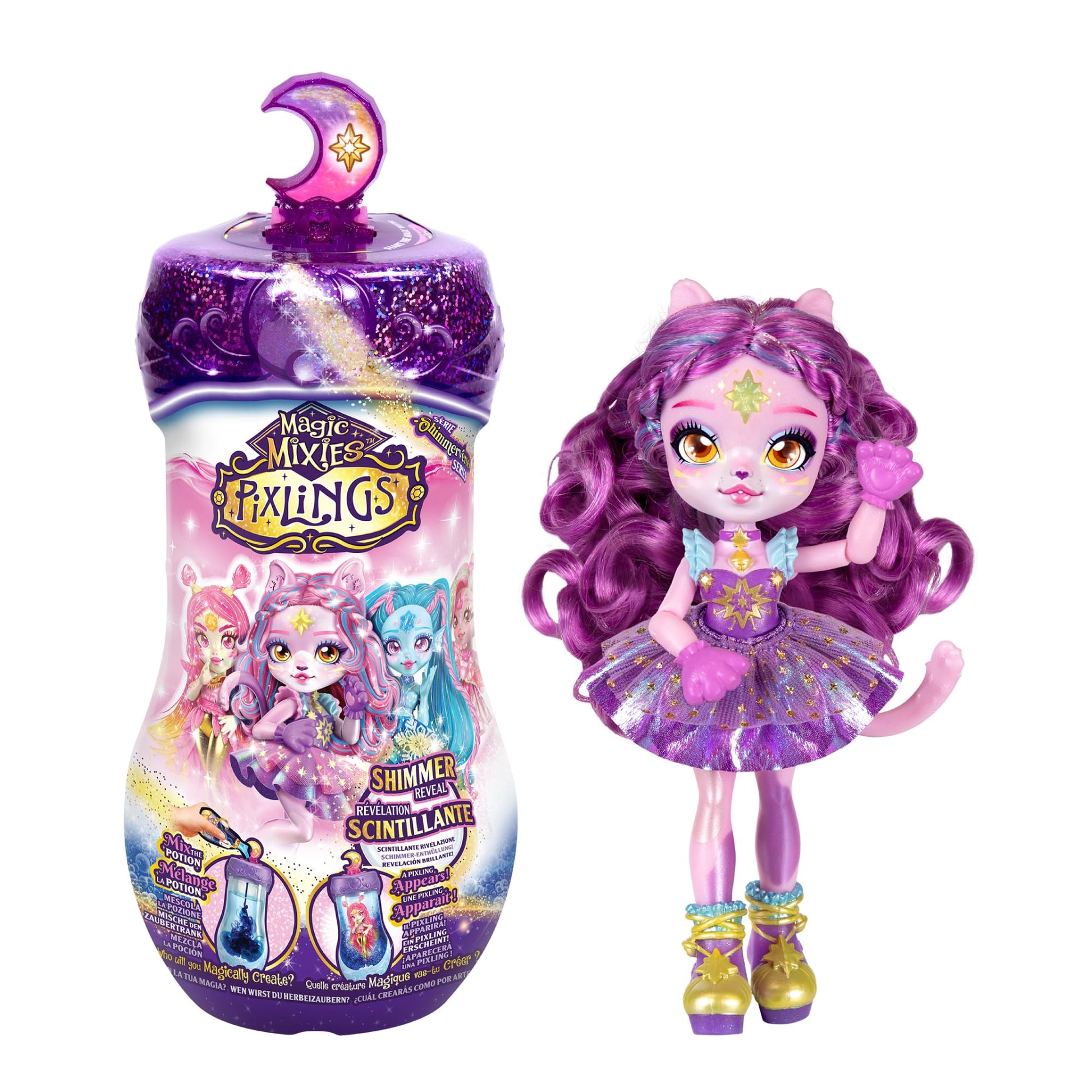 Magic Mixies Pixlings Magic Pixlings Dolls, 4 Different Dolls - 2 New - Fashion Doll 6 inches - Potions - Secret Toy with Potion