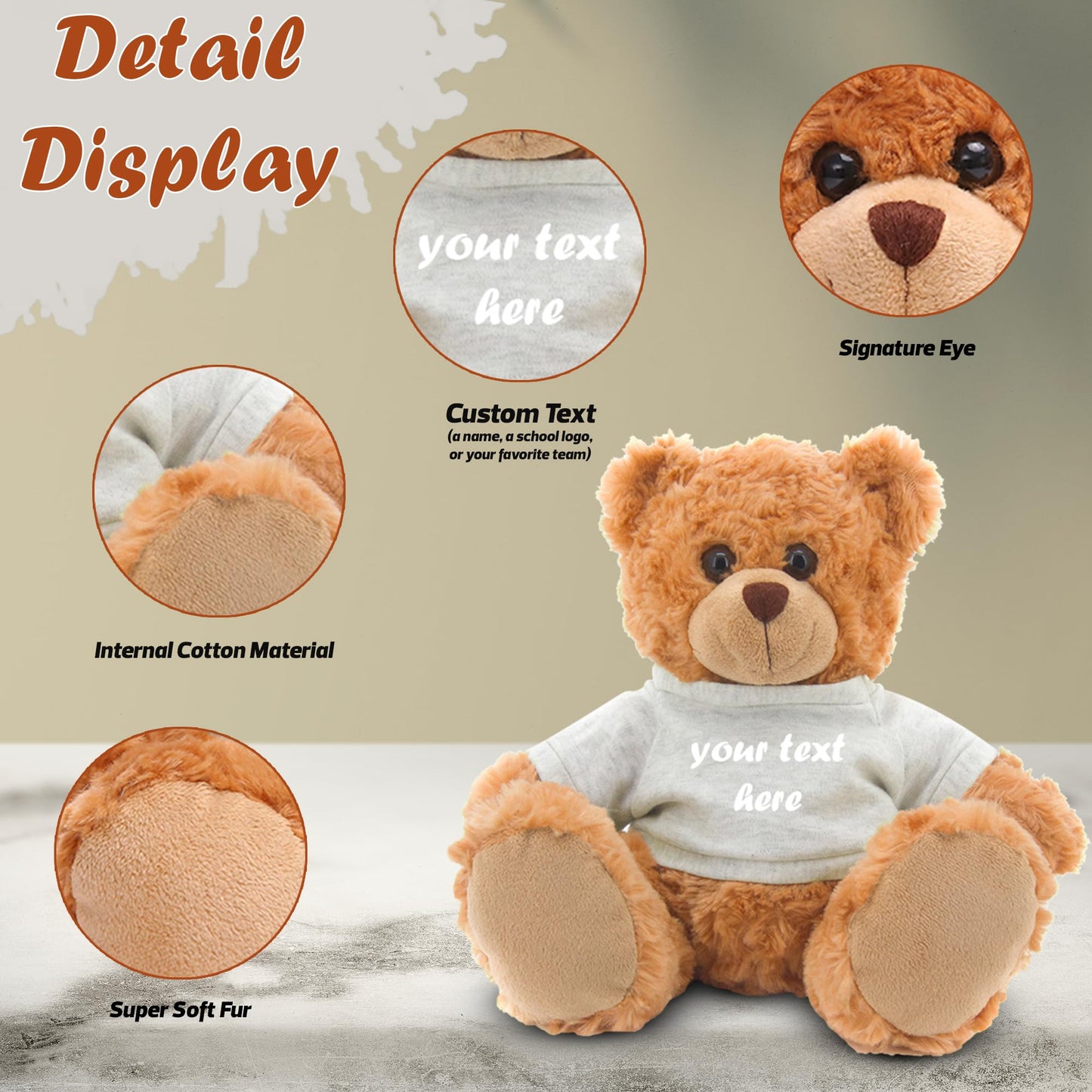Plushland Teddy Bear 11 Inch, Stuffed Animal Personalized Gift - Great Present For Mothers Day, Valentine, Graduation, Birthday,Anniversary, Get Well,Christmas (Mocha Bear, Gray)
