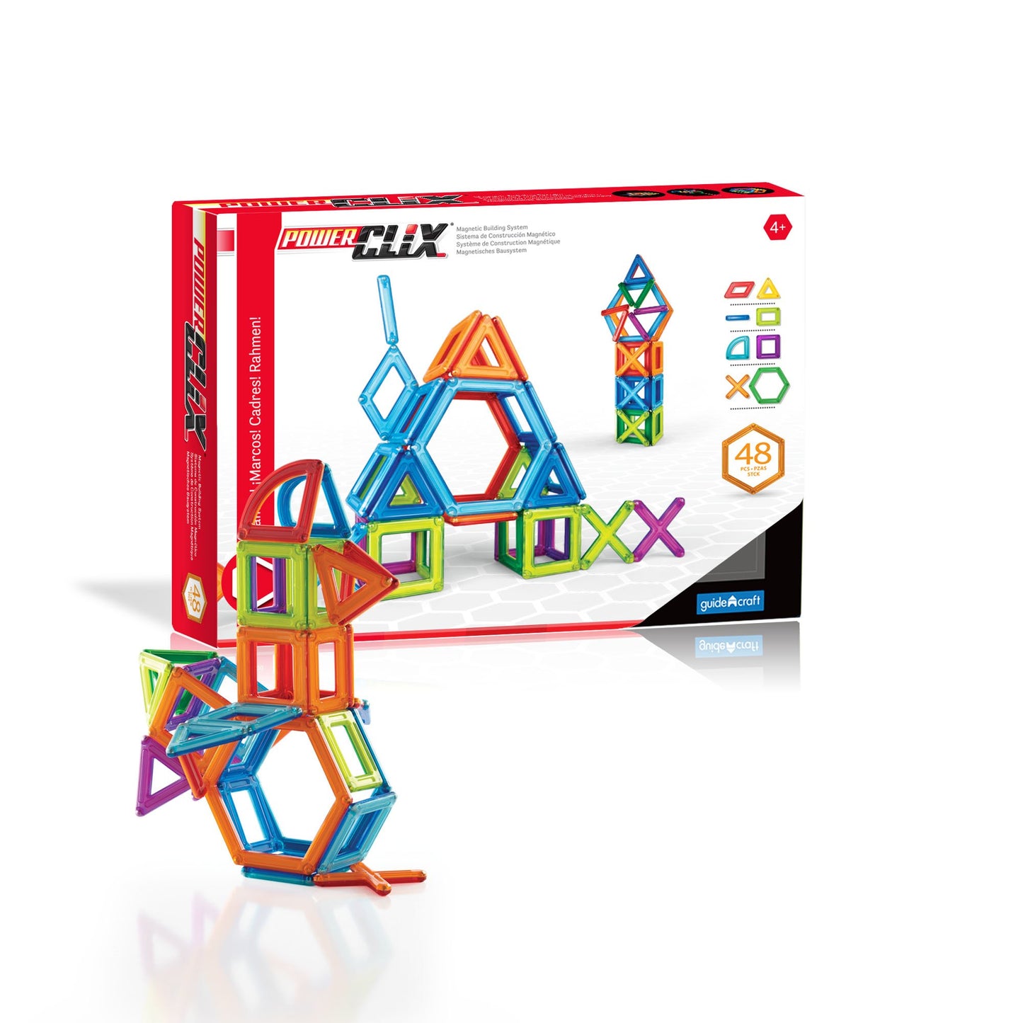 Guidecraft Powerclix Frames Magnetic Building Toys Set - 48 Piece, Stem Skills Development Toy