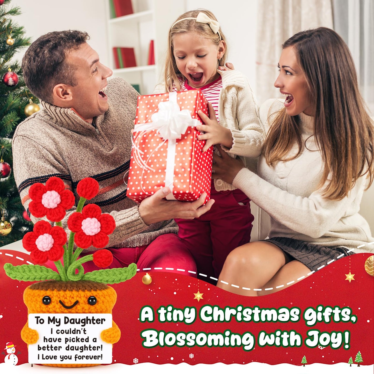 Christmas Birthday Gifts for Daughter from Mom Dad  Stocking Stuffers for Teen Girl Trendy Stuff  Crochet Flower Valentine's Day Gift for 3 4 5 6 7 8 9 10 11 12 Year Old Girls Birthday mature-themed Daughter