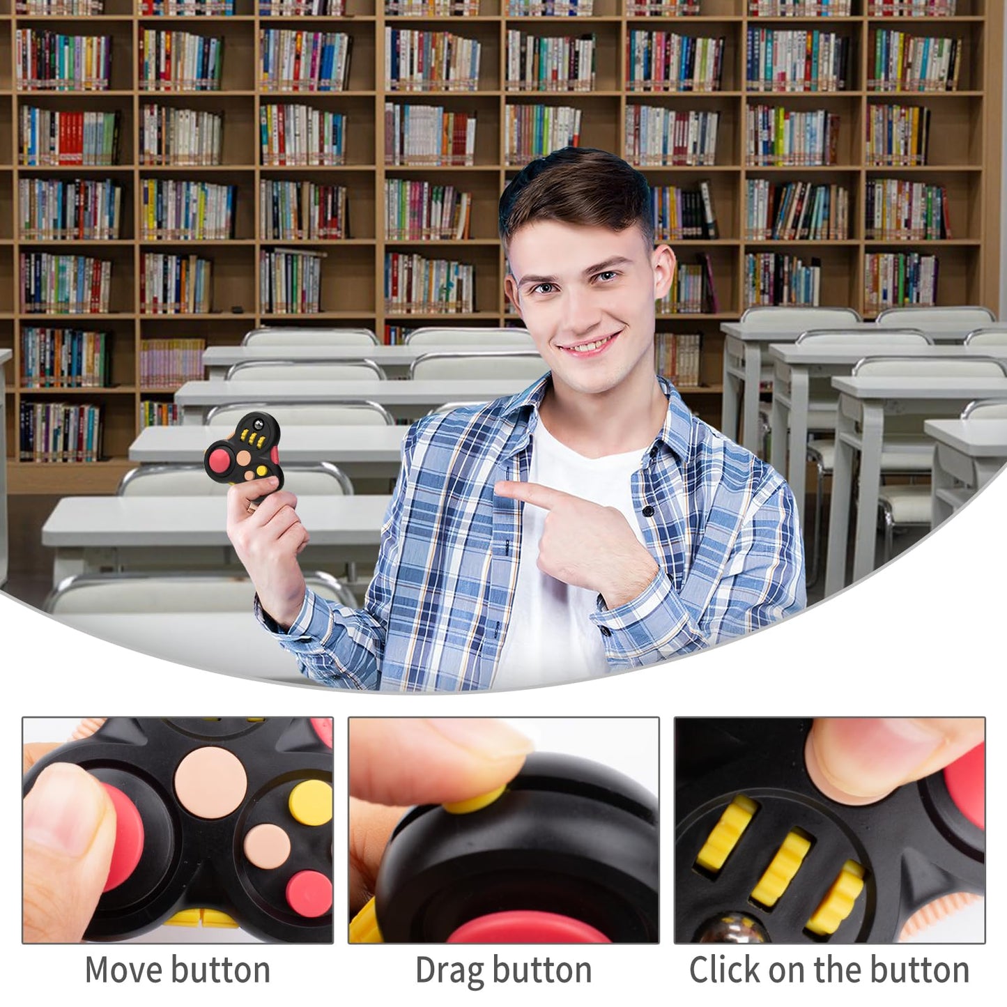 Yrissmiss Fidget Toys For Adults,1Pcs Fidget Pad Easter Basket Stuffers For Boys Girls,Stress Relief Cube Clicker Controller With Quiet Fidgets,Adhd Autism Fidget Spinner For Office Desk Travel Games