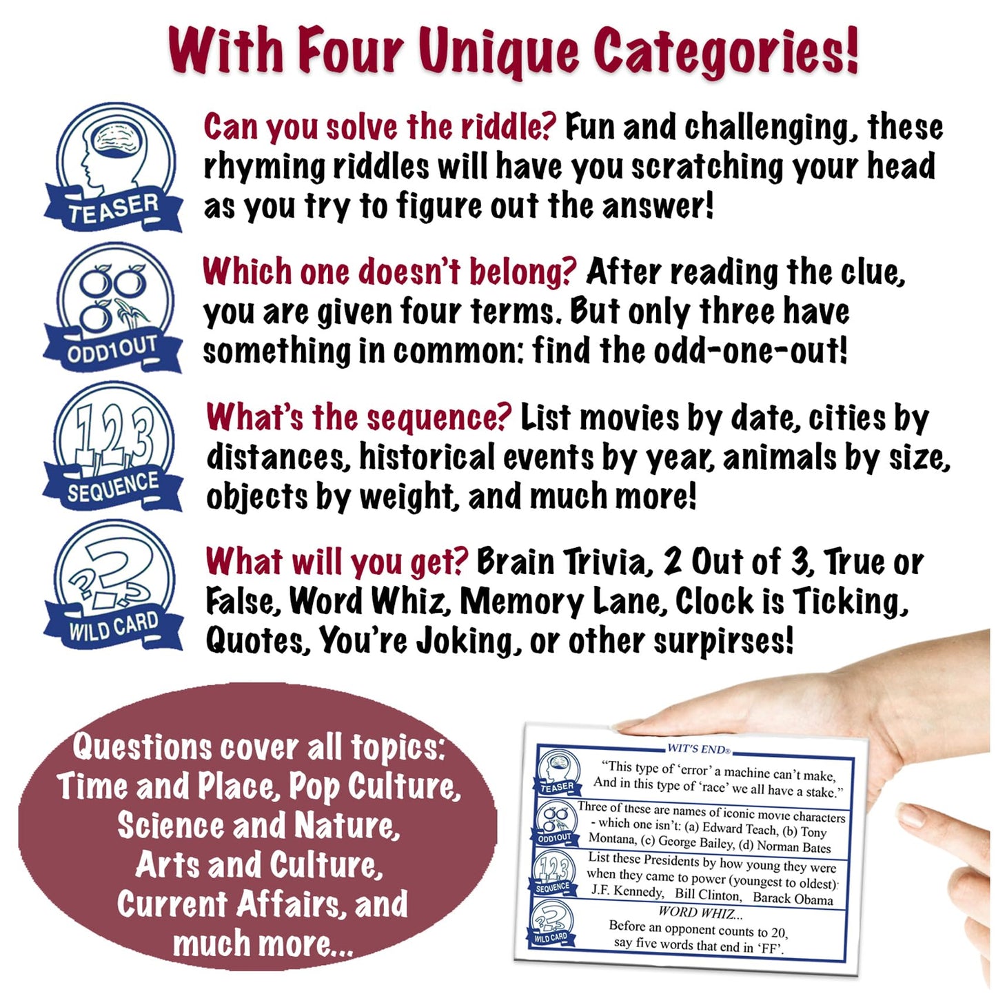 Game Development Group Wit's End Trivia Game - Smart Brain Teaser for Adults & Family Fun - Multicolored - Model 11104