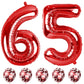 40 Inch Number 65 Foil Balloons Set, Red 65Th 56Th Birthday Balloons With Red Confetti Balloons, Giant Number 5 And 6 Helium Bal