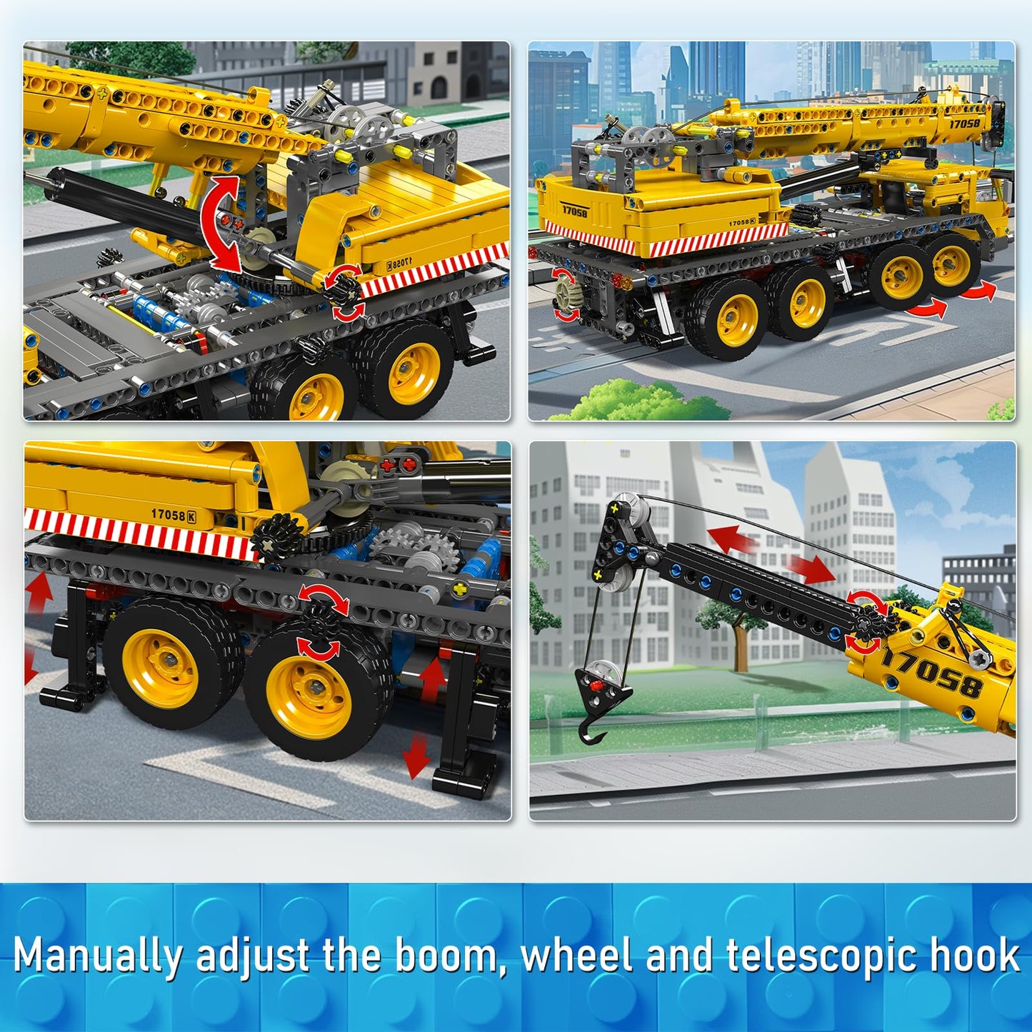 Mould King 17058 City Mobile Crane Truck Toy Building Set  Construction Vehicle Model Blocks Kit for mature-themeds  Toys Gifts for Kids Children  Playset for Boys and Girls Ages 8+(997 Pieces)