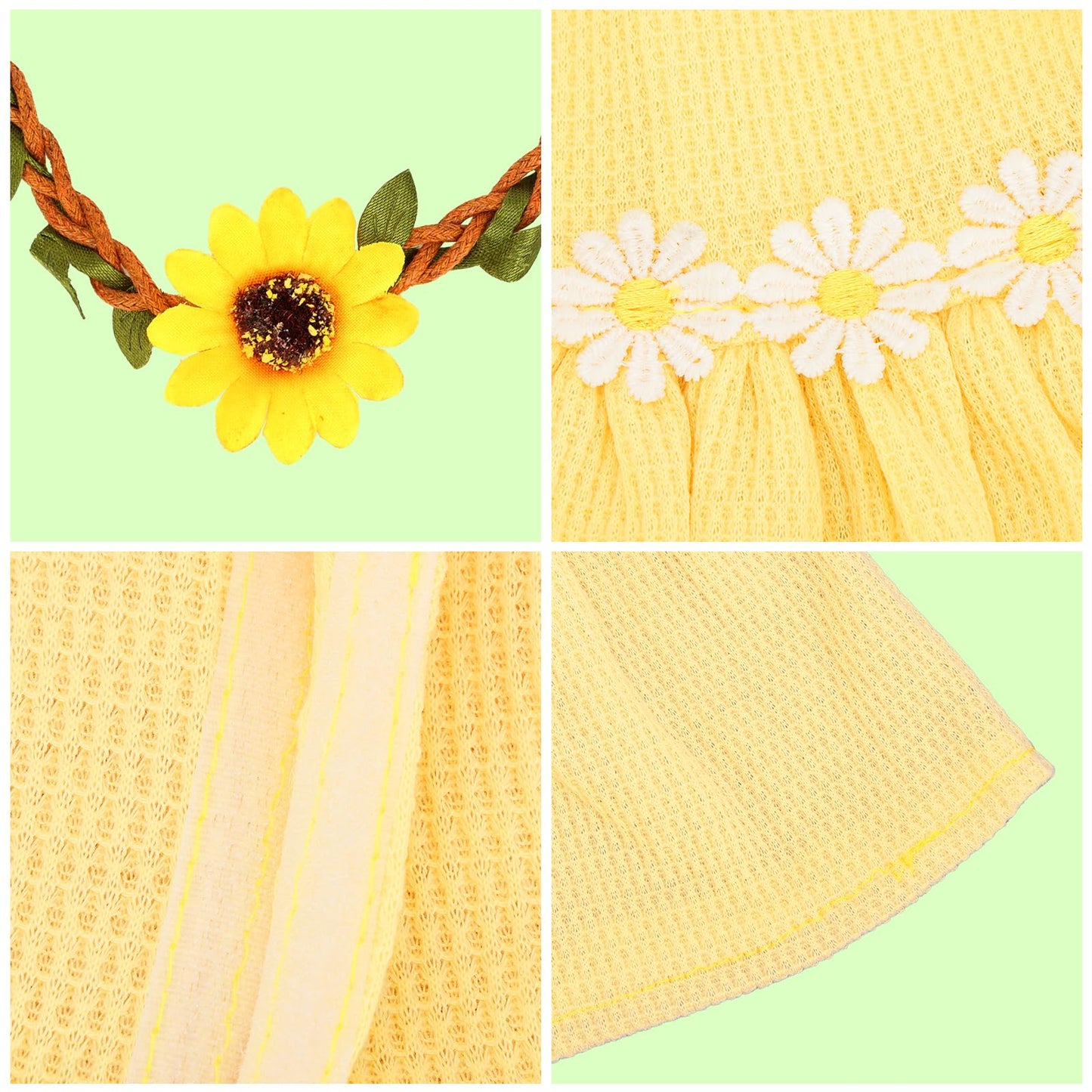 Miunana for 11-18 inch Baby Doll with Yellow Dress & Floral Crown Interchangeable Outfit Role-Play  Collectible Display for One Year Old Doll Clothes and Accessories