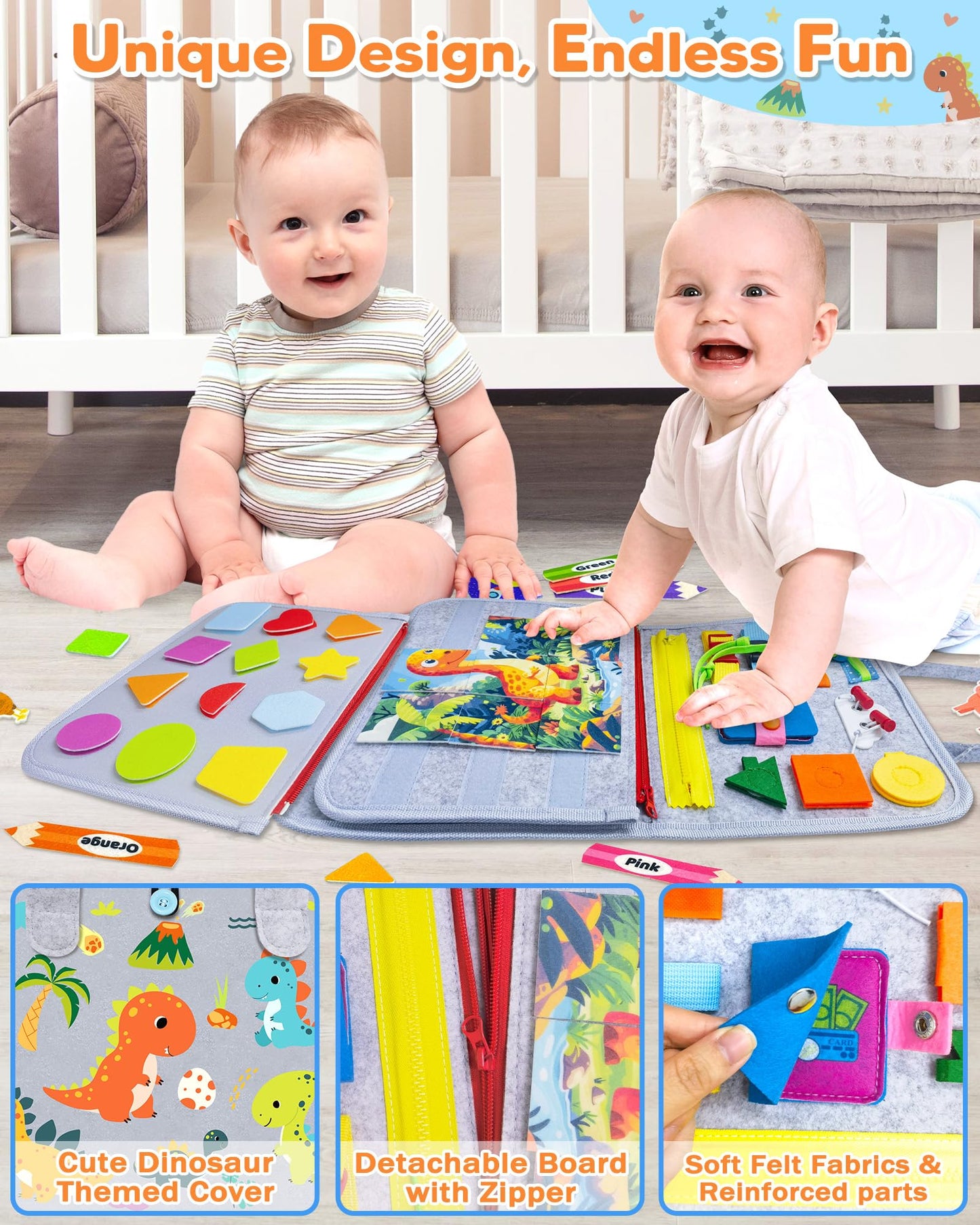 Gojmzo Busy Board Montessori Toys For 1 2 3 4 Year Old Boy Girl Birthday Gifts, Busy Book Sensory Toys For Toddlers 1-3, Toddler Toys Age 1-2, 2-4, Learning Educational Toy Travel Activities