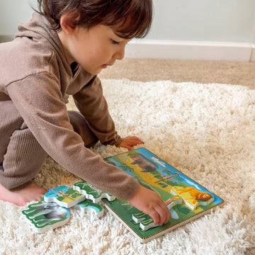 Big Discoveries Wooden Puzzle - Animal Wood Puzzles For Toddlers 2+ Years Old | Montessori Learning Puzzles For Kids - Great For