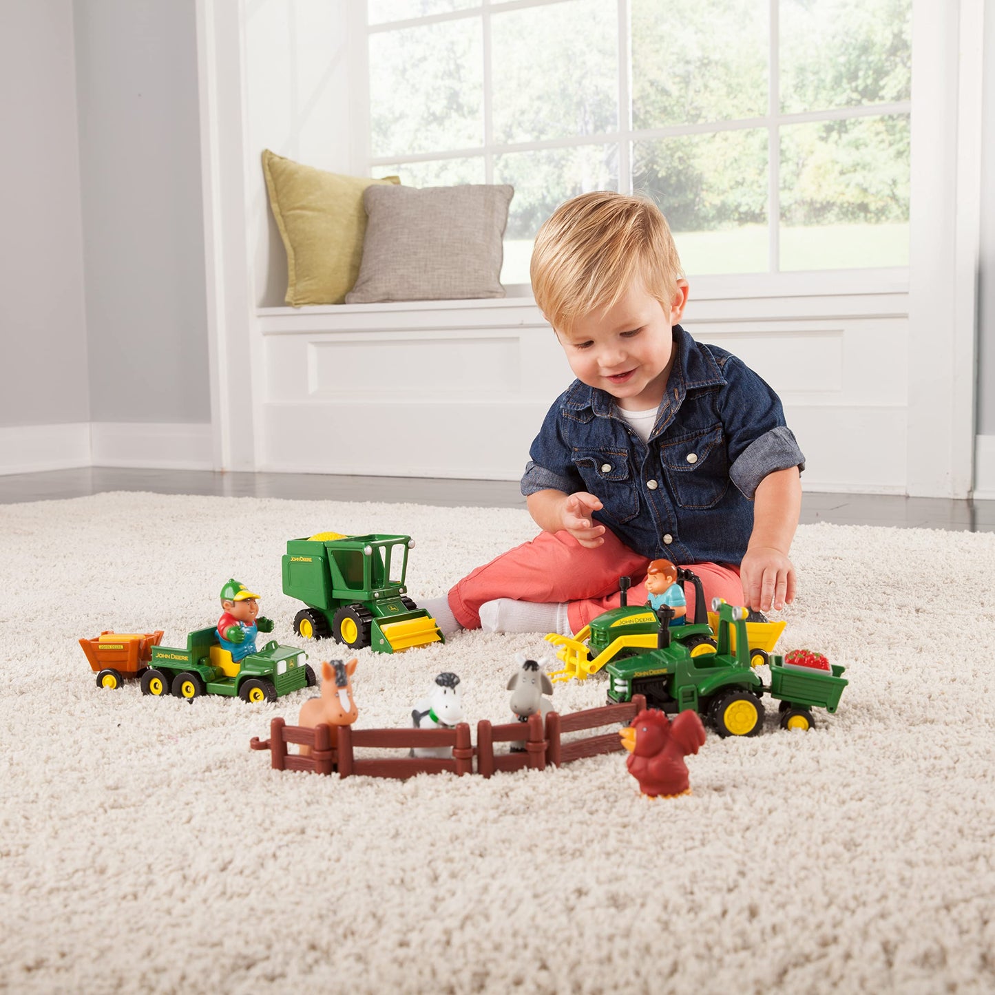 John Deere Fun on the Farm Playset - Tractor, Wagon, Animals - Green, Plastic, Model 34984A, Toddler Toys 12 Months+