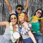 K.E.J. 2 Pack Black Foil Curtain Backdrop - Metallic Tinsel Fringe for Parties, Weddings, and Events