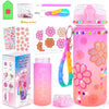 ASIOWELY Decorate Your Own Water Bottle Kits for Girls Age 4-12, Pink Orange Daisy Flower Diamond Painting Art and Crafts for Bo
