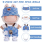 4pcs Handcrafted Doll Clothes Set for 15cm/17cm Labubu Dolls (No Doll  No Shoes)  Cute and enhanced Outfits Accessories  Stylish Clothes for Boys Girls Birthday Collectors (Blue Overalls Set) AK053BL