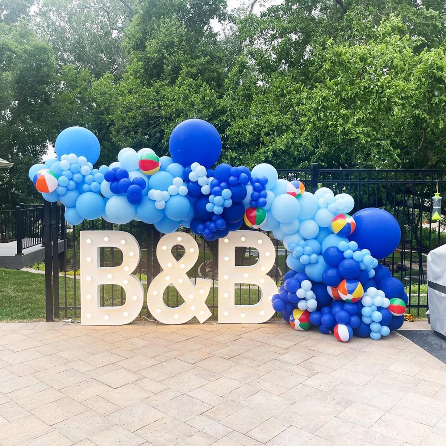 Nisocy 124Pcs Blue Balloons Garland Arch Kit, 18In 12In 10In 5In Baby Light Blue Royal Blue Metallic Blue Balloons For Baby Show