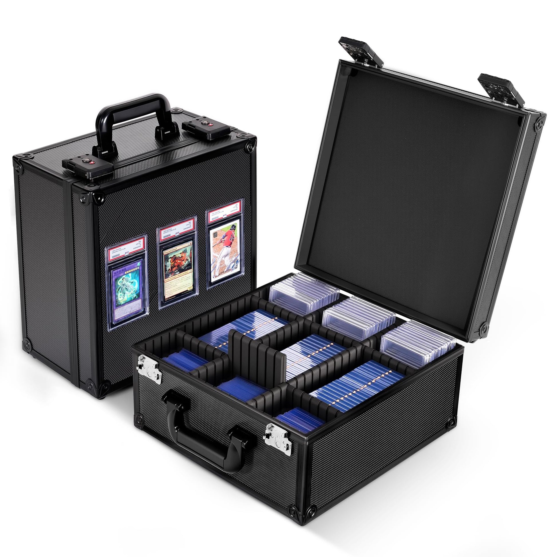 Kabinka Graded Card Storage Box with Display Window for PSA/CGC Holder  TSA Combination Lock Trading Deck Case for Sports Cards  Storage Slab Case with 6+2 EVA Dividers for MTG/TCGs(Black)