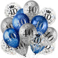 18Pcs Happy Birthday Balloons Decorations Navy Blue Silver 40Th Birthday Balloons Decoration Happy 40Th Birthday Confetti Latex
