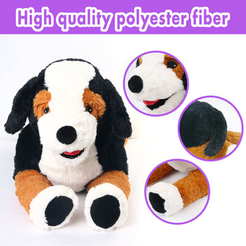 Lotfancy Dog Stuffed Animal, 26 Inch Large Bernese Mountain Dog Plush Toy, Tricolor Dog Toy, Realistic, Cute Plushies Gifts, Eas