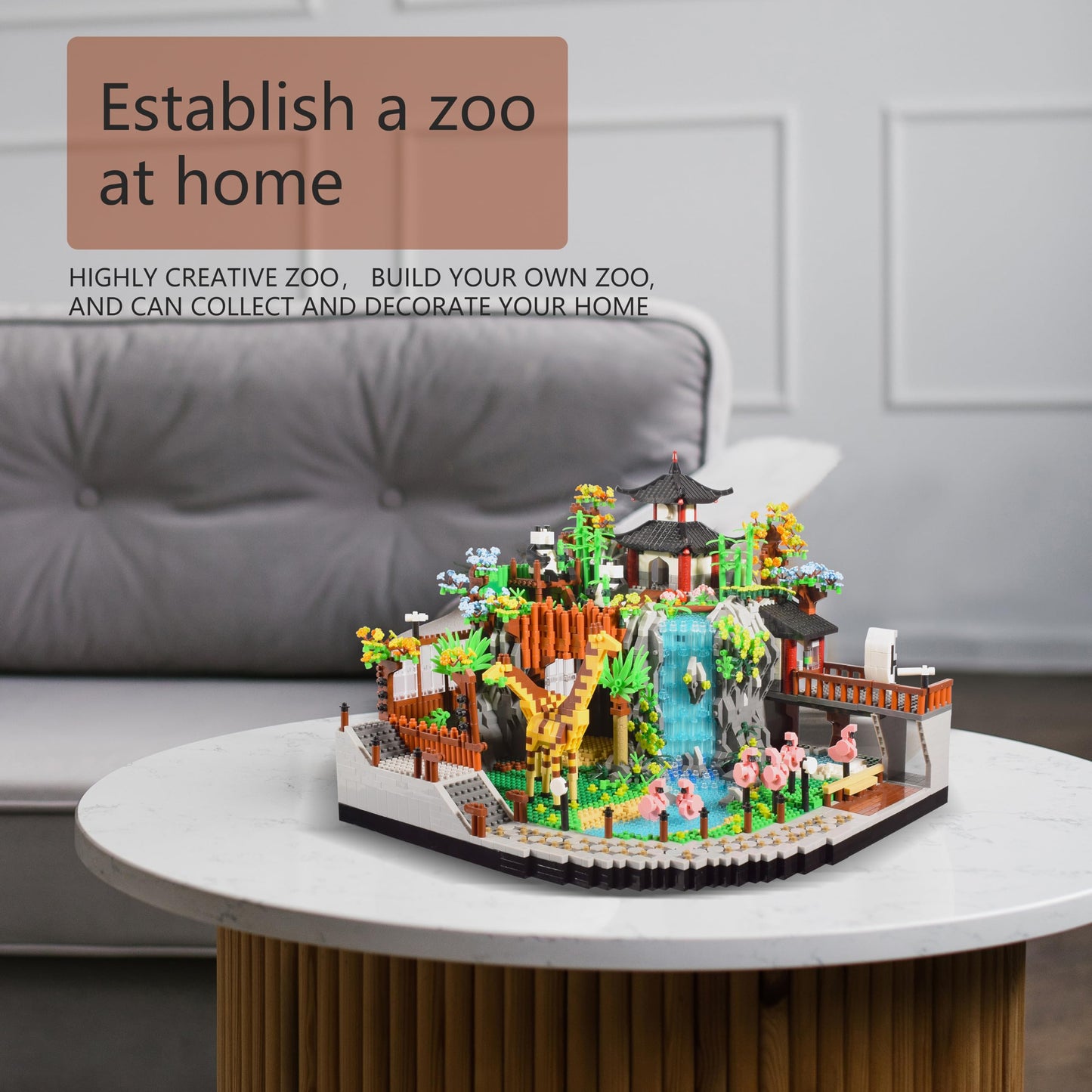 Texxxian Zoo Micro Mini Bricks Desert Building Blocks,Creative Ideals Zoological Park Architecture Toy Present Model For Adults