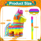 16 Cinco de Mayo Pinata, Large Rainbow Color Donkey Pinata 16 x 13 x 5.5 ln with Stick and Blindfold for Fiestas Mexican Party D