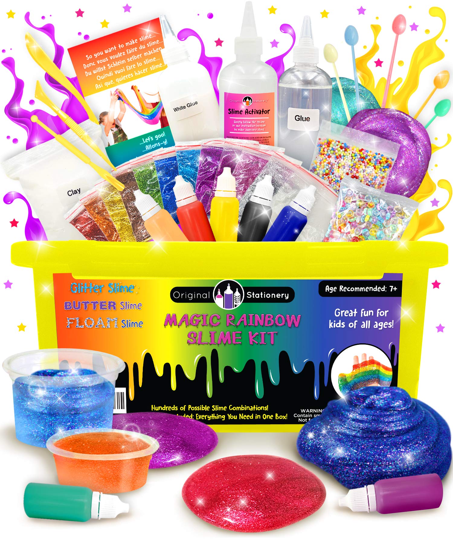 Stationery Slime Kit Supplies Stuff For Girls And Boys [Instructions Included] Science Package Add Ins Containers, Clay, Floam B
