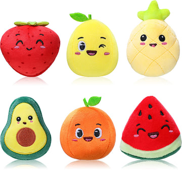 Aoriher 6 Pcs Fruit Plush Toys Colorful 3.15 Inch Cute Stuffed Mini Avocado Strawberry Orange Backpack Keychains Sensory Gifts For Birthday Party Decors Classroom Prizes Gifts Exchange