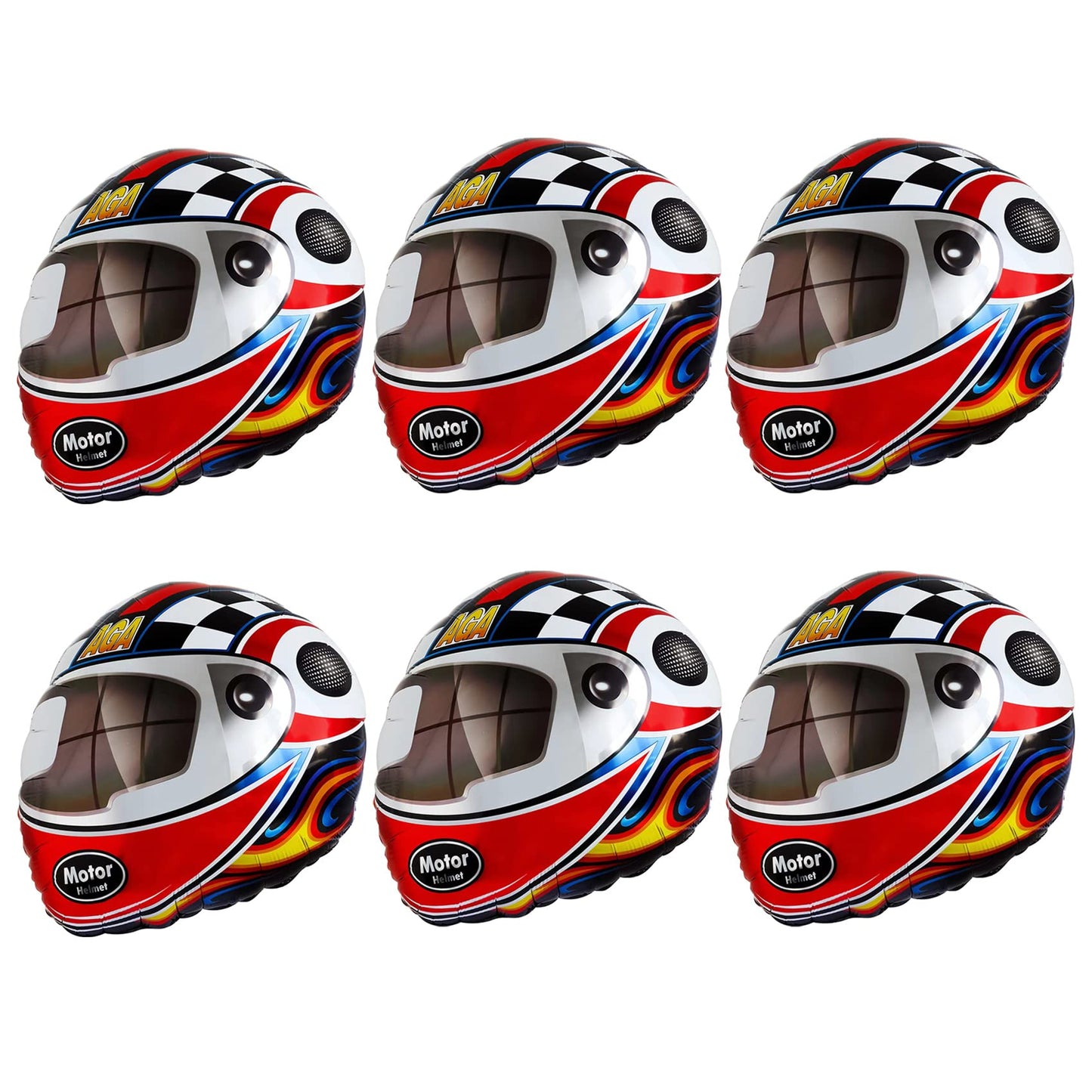 Stcomart 6 Pcs 20 Inch Motor Helmet Balloons For Boys Birthday Party, Race Car Theme Party Supplies