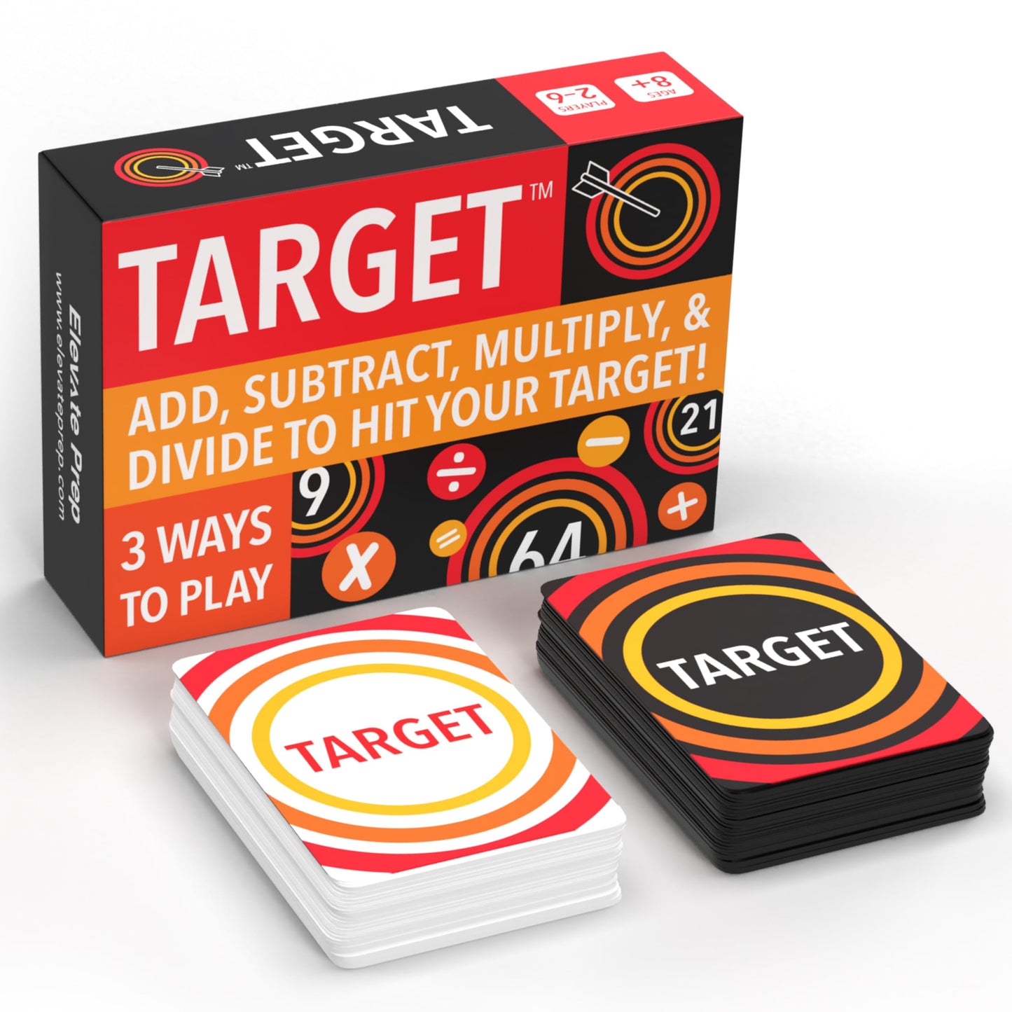 Elevate Prep Target Math Game | A Teacher-Recommended, Fast-Paced Mental Math Game For Practicing Addition, Subtraction, Multiplication, & Division | Ages 8+