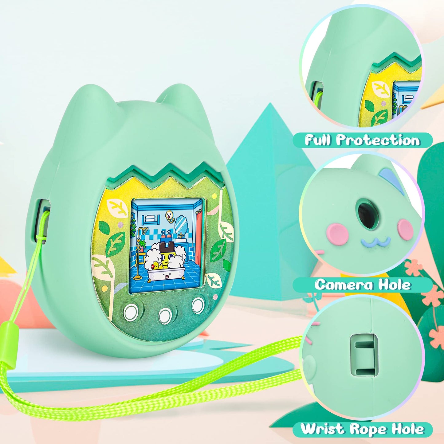 Meetikar Carrying Case And Silicone Cover Compatible With Tamagotchi Pix Virtual Pet Game Machine, (5-In-1) Silicone Cover For T