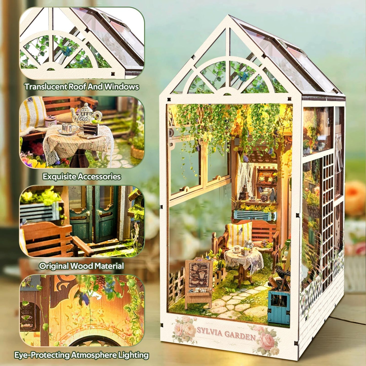 Criolpo Diy Book Nook Kit - 3D Wooden Puzzle Miniature With Led Lights, Diy Doll House Book Nook Ideal For Bookshelf Decor And H