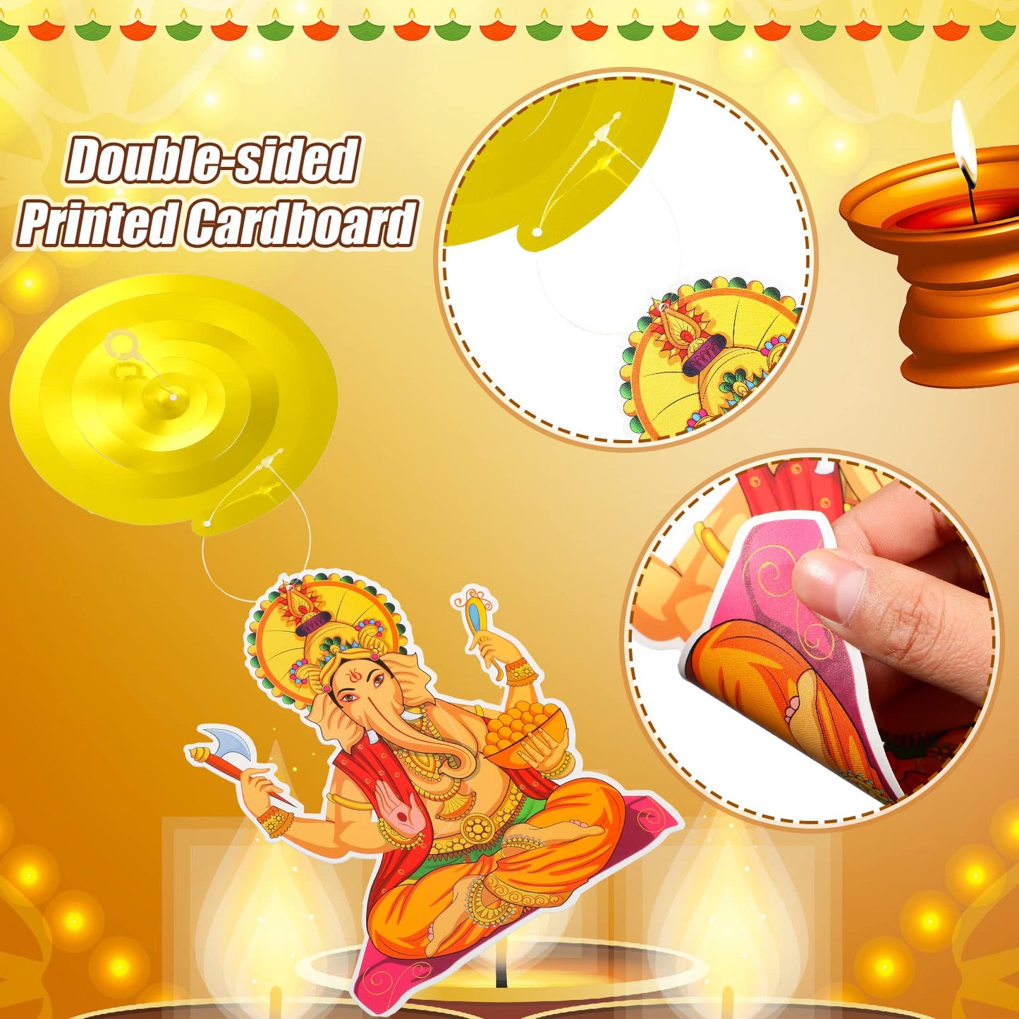 51 Pcs Happy Diwali Hanging Swirls Diwali Lights Party Hanging Swirls Deepavali Party Hanging Decorations Diwali Festival Hangin