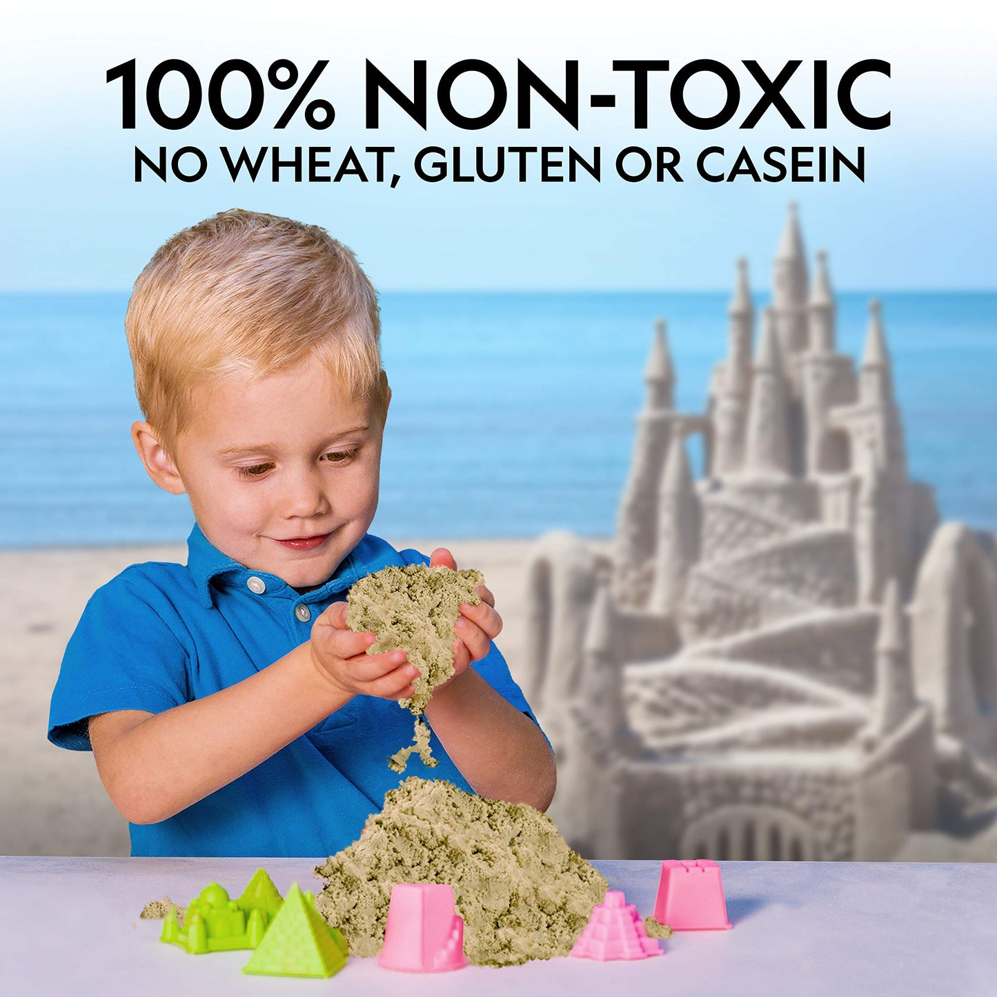 NATIONAL GEOGRAPHIC Play Sand - 12 lbs Natural Sand with Castle Molds - Sensory Activity for Kids