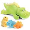 Prextex 15-Inch Stegosaurus Dinosaur Stuffed Animal Set With 3 Dino Plush Toys Inside, Large Zippered Pouch Dinosaur For Boys An