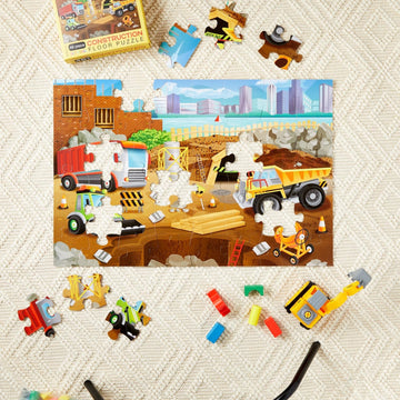 Blue Panda 48 Piece Giant Construction Jigsaw Floor Puzzle For Kids Ages 3-5 And 4-8 And Preschool Learning