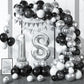 18Th Birthday Decorations Black Silver,18Th Birthday Balloon Garland Party Decorations With Number 18 Foil Balloons,Happy Birthd