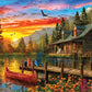 Springbok'S 1000 Piece Jigsaw Puzzle Cabin Evening Sunset - Made In Usa