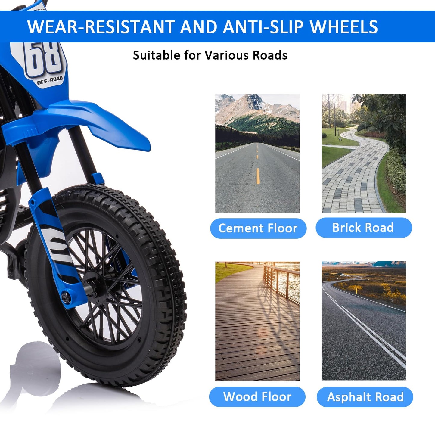 Garveelife 12V Kids Motorcycle, Electric Dirt Bike With Traning Wheels, Twist Grip Throttle, 3Mph Max Speed And Music, Ride On M
