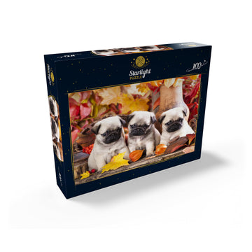 MyPuzzle Pug Puppies - enhanced 100 Piece Jigsaw Puzzle - Made in USA